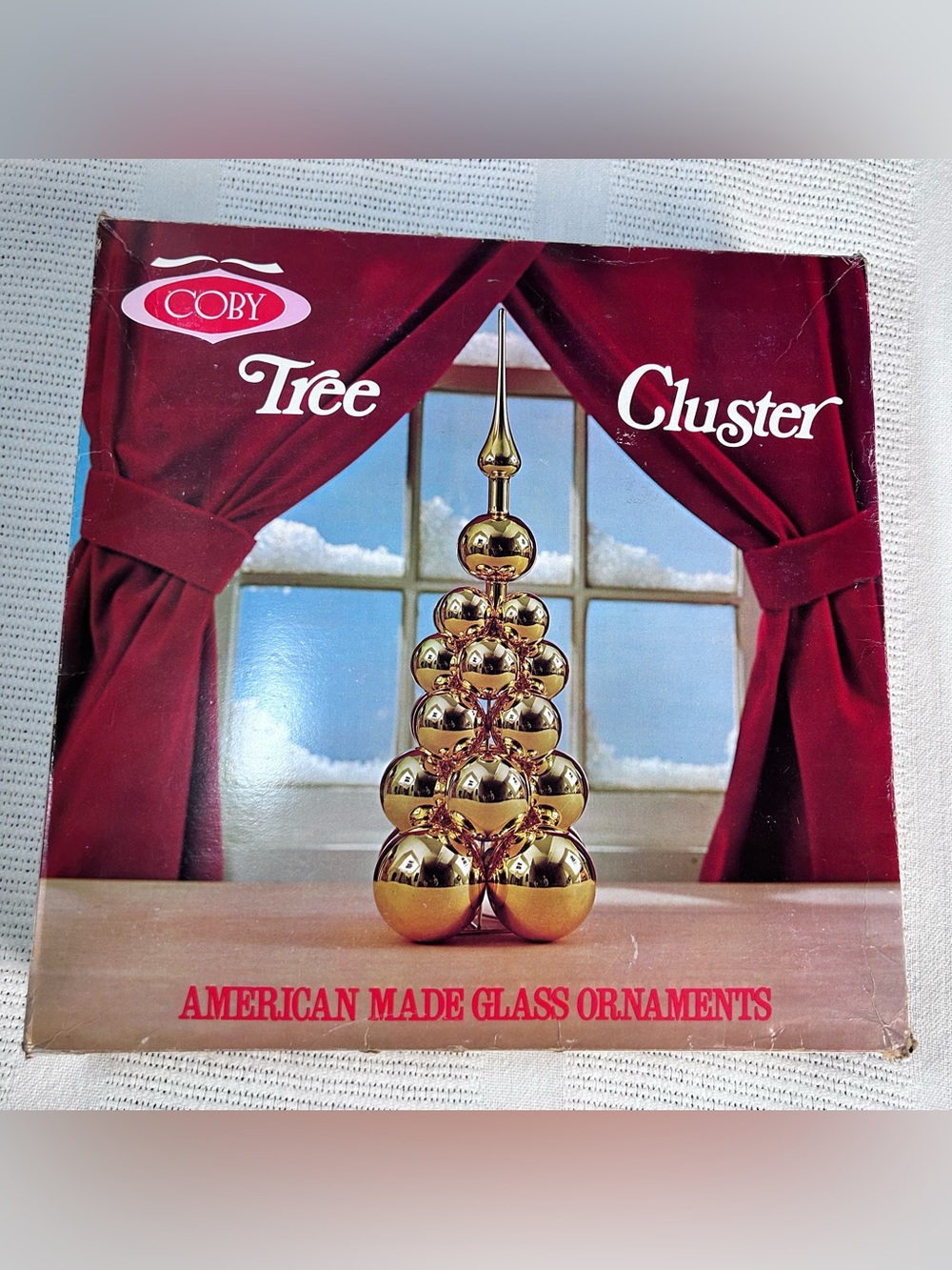 Vintage Red Coby Glass Christmas Ornament Cluster Tree